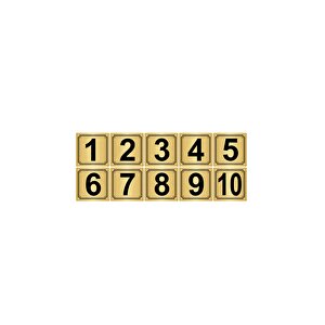 Metal Kapı,masa,dolap Numarası 3,5cmx3,5cm 10 Adet (1..10) Altın Renk Metal