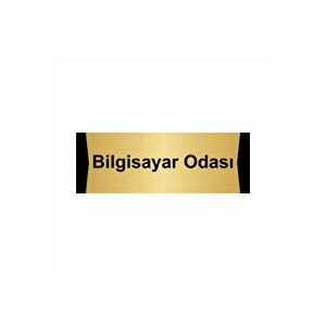 Bilgisayar Odası 7x20cm Altın Renk Metal Yönlendirme Levhası