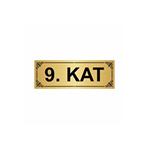 9.kat  7x20cm Altın Renk Metal Yönlendirme Levhası