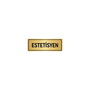 Metal Yönlendirme Levhası, Departman Kapı İsimliği Estetisyen 10x20 Cm Altın Renk