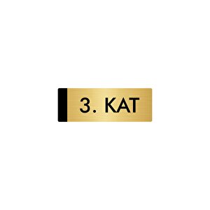 Metal Yönlendirme Levhası, Departman Kapı Isimliği 3. Kat 5x20 Cm Altın Renk