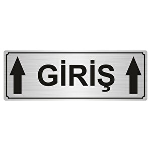 Gi̇ri̇ş Yönlendi̇rme Levhasi 7cmx20cm Gümüş Renk Metal