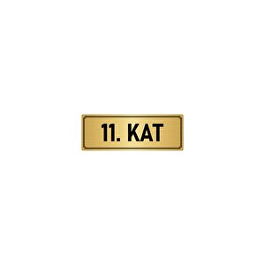 Metal Yönlendirme Levhası, Departman Kapı İsimliği 11. Kat 10x20 Cm Altın Renk