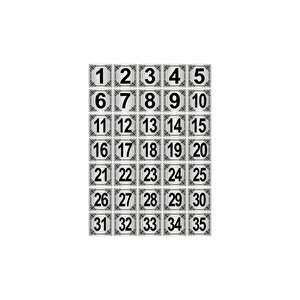 Metal Kapı,masa,dolap Numarası 3,5x3,5cm 35 Adet (1..35) Gümüş Renk Metal