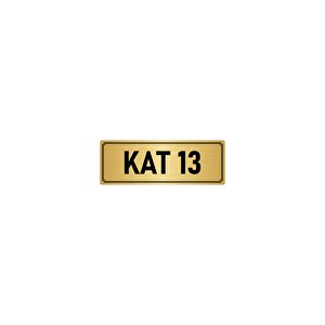 Metal Yönlendirme Levhası, Departman Kapı İsimliği Kat 13 7x20 Cm Altın Renk