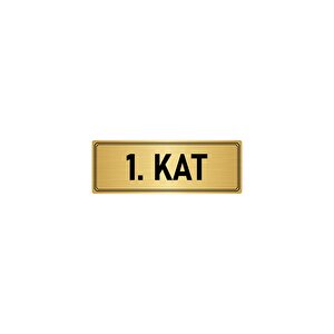Metal Yönlendirme Levhası, Departman Kapı İsimliği 1. Kat 7x20 Cm Altın Renk
