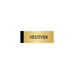 Metal Yönlendirme Levhası, Departman Kapı Isimliği Vestiyer 7x20 Cm Altın Renk