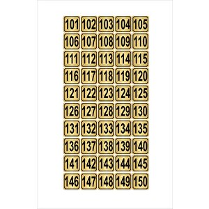 Metal Kapı,masa,dolap Numarası 5cmx5cm 50 Adet (101…150) Altın Renk Metal
