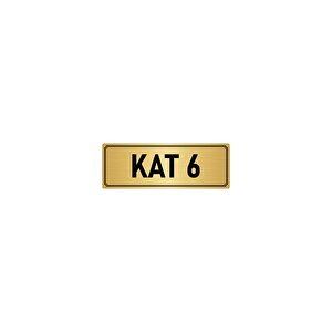 Metal Yönlendirme Levhası, Departman Kapı İsimliği Kat 6 10x20 Cm Altın Renk