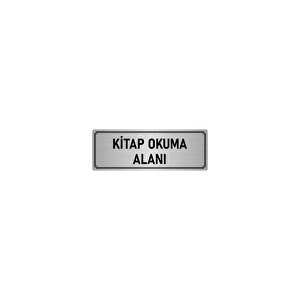 Metal Yönlendirme Levhası, Departman Kapı İsimliği Kitap Okuma Alanı 7x20 Cm Gümüş Renk