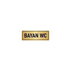 Metal Yönlendirme Levhası, Departman Kapı İsimliği Bayan Wc 10x20 Cm Altın Renk