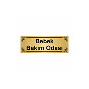 Bebek Bakım Odası 7x20cm Altın Renk Metal Yönlendirme Levhası