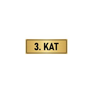 Metal Yönlendirme Levhası, Departman Kapı İsimliği 3. Kat 10x20 Cm Altın Renk