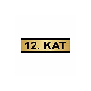 12. Kat 5x20cm Altın Renk Metal Yönlendirme Levhası