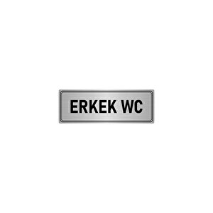 Metal Yönlendirme Levhası, Departman Kapı İsimliği Erkek Wc 10x20 Cm Gümüş Renk