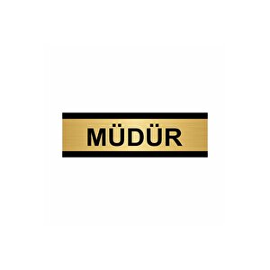Müdür 5x20cm Altın Renk Metal Yönlendirme Levhası