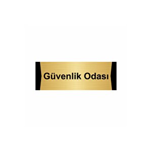Güvenlik Odası 10x20cm Altın Renk Metal Yönlendirme Levhası