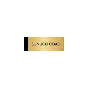 Metal Yönlendirme Levhası, Departman Kapı Isimliği Sunucu Odası 7x20 Cm Altın Renk