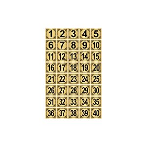 Metal Kapı,masa,dolap Numarası 3,5x3,5cm 40 Adet (1..40) Altın Renk Metal