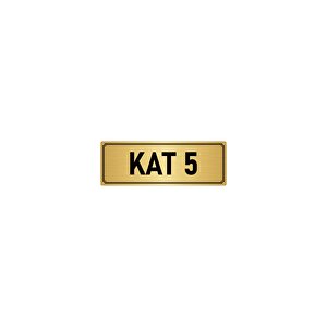 Metal Yönlendirme Levhası, Departman Kapı İsimliği Kat 5 5x20 Cm Altın Renk