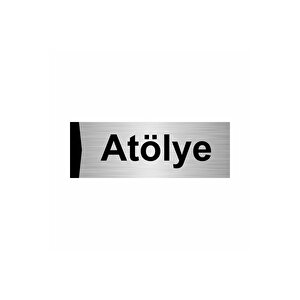 Atölye 10x20cm Gümüş Renk Metal Yönlendirme Levhası