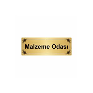 Malzeme Odası 7x20cm Altın Renk Metal Yönlendirme Levhası