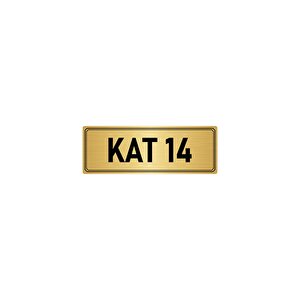 Metal Yönlendirme Levhası, Departman Kapı İsimliği Kat 14 5x20 Cm Altın Renk