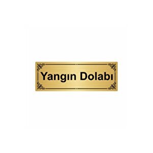 Yangın Dolabı 7x20cm Altın Renk Metal Yönlendirme Levhası