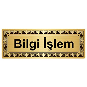 Bilgi İşlem 7cmx20cm Metal Yönlendi̇rme Levhasi Altin Renk Metal
