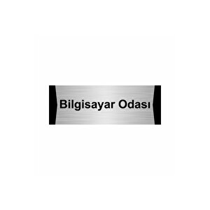 Bilgisayar Odası 7x20cm Gümüş Renk Metal Yönlendirme Levhası