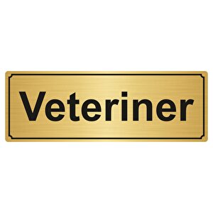 Veteri̇ner Yönlendi̇rme Levhasi 5cmx20cm Altin Renk Metal