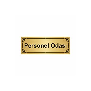 Personel Odası 7x20cm Altın Renk Metal Yönlendirme Levhası