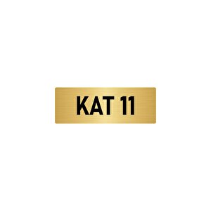 Metal Yönlendirme Levhası, Departman Kapı İsimliği Kat 11 5x20 Cm Altın Renk