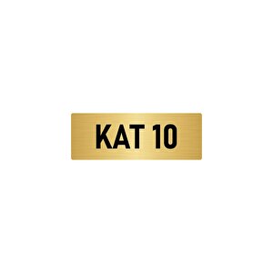 Metal Yönlendirme Levhası, Departman Kapı İsimliği Kat 10 7x20 Cm Altın Renk