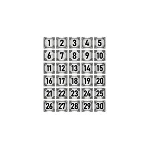 Metal Kapı Masa Dolap Numara Levhası 5x5cm Gümüş Renk 30 Adet (1…30)