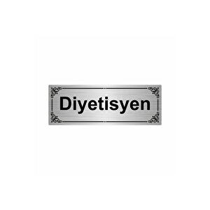 Diyetisyen 7x20cm Gümüş Renk Metal Yönlendirme Levhası