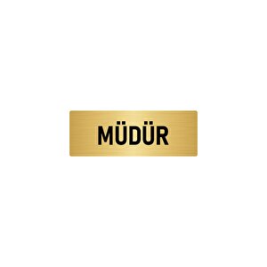 Metal Yönlendirme Levhası, Departman Kapı İsimliği Müdür 10x20 Cm Altın Renk