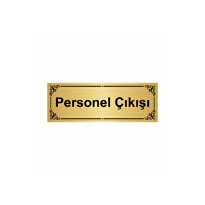 Personel Çıkışı 7x20cm Altın Renk Metal Yönlendirme Levhası