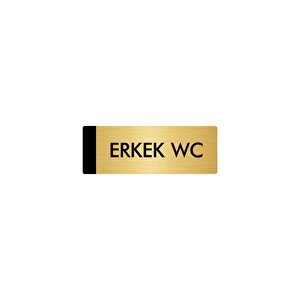 Metal Yönlendirme Levhası, Departman Kapı Isimliği Erkek Wc 5x20 Cm Altın Renk