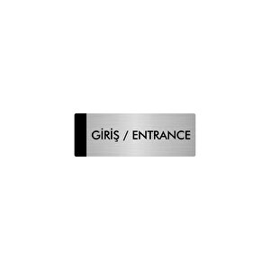 Metal Yönlendirme Levhası, Departman Kapı Isimliği Giriş/entrance 10x20 Cm Gümüş Renk