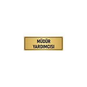 Metal Yönlendirme Levhası, Departman Kapı İsimliği Müdür Yardımcısı 7x20 Cm Altın Renk