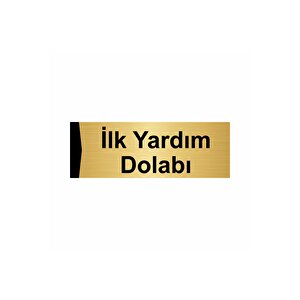 İlk Yardım Dolabı 5x20cm Altın Renk Metal Yönlendirme Levhası