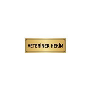 Metal Yönlendirme Levhası, Departman Kapı İsimliği Veteriner Hekim 5x20 Cm Altın Renk