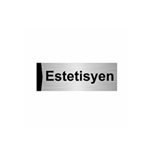 Estetisyen 7x20cm Gümüş Renk Metal Yönlendirme Levhası