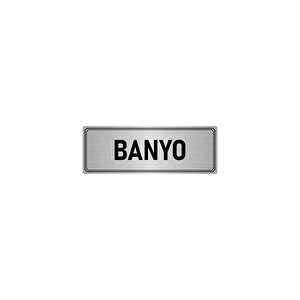 Metal Yönlendirme Levhası, Departman Kapı İsimliği Banyo 10x20 Cm Gümüş Renk