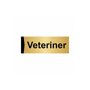 Veteriner 7x20cm Altın Renk Metal Yönlendirme Levhası