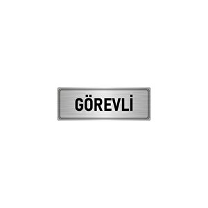 Metal Yönlendirme Levhası, Departman Kapı İsimliği Görevli 10x20 Cm Gümüş Renk