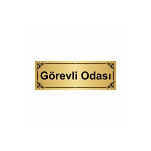 Görevli Odası 7x20cm Altın Renk Metal Yönlendirme Levhası