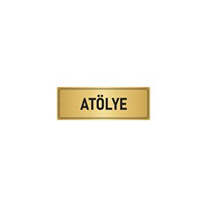 Metal Yönlendirme Levhası, Departman Kapı İsimliği Atölye 7x20 Cm Altın Renk