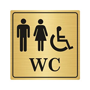 Wc Yönlendi̇rme Levhasi Bay Bayan 15cmx15cm Sy02 Altin Renk